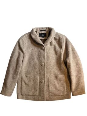 Andrew Marc Women's Cream Textured Shawl Collar Pea Coat